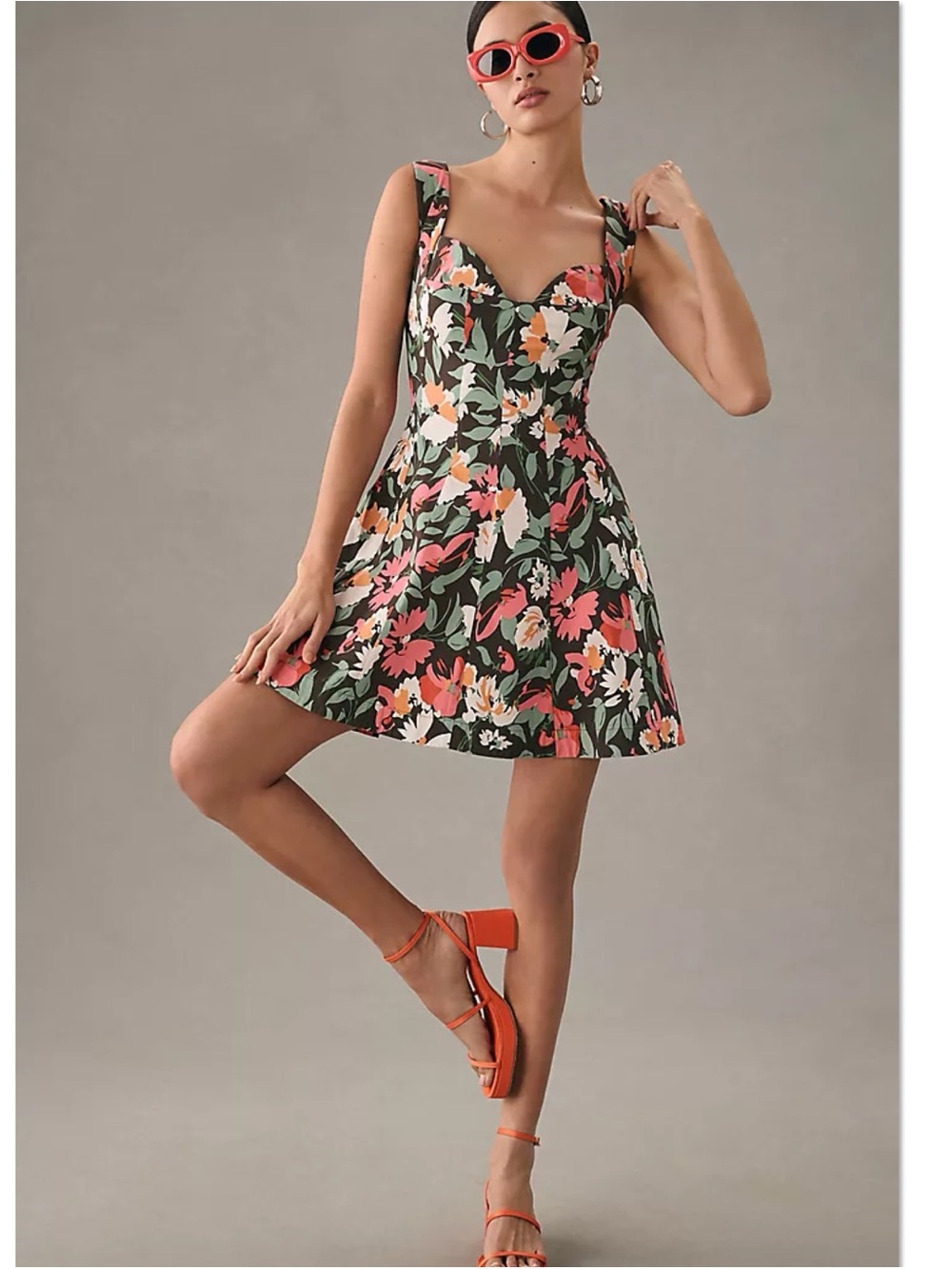Anthropologie Sweetheart Floral Mini Dress Black Medium NWT Weekend Garden Party - Picture 2 of 15